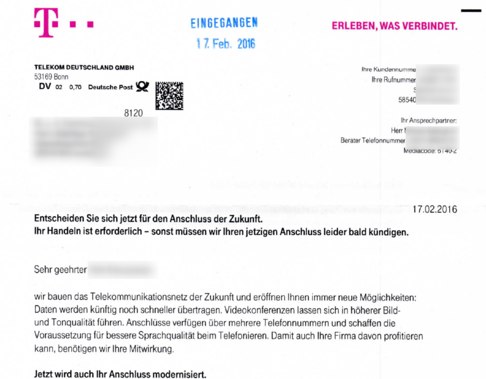 telekom kündigung email